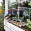 Sun Joe Window Bird Feeder with H.D. Suction Cups, Seed Tray, Drain Holes SJ-WBF-WN